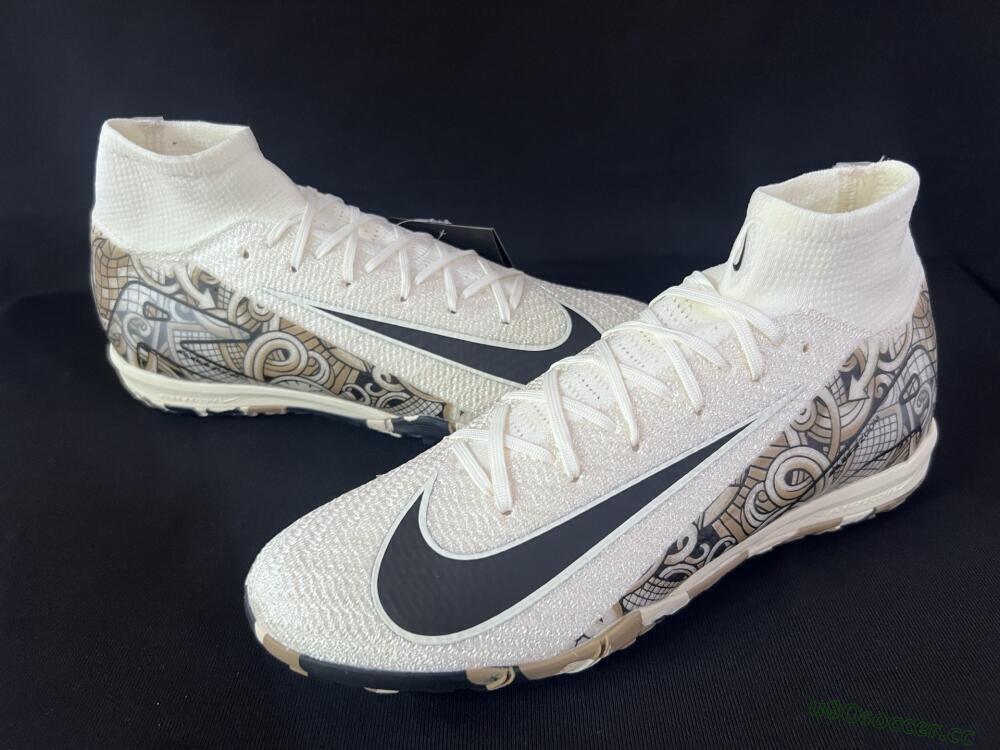 Unisex Nike Air Zoom Mercurial Superfly 10 Elite TF Artificial Turf High-Tops Football Shoes - Beige/Black/Brown