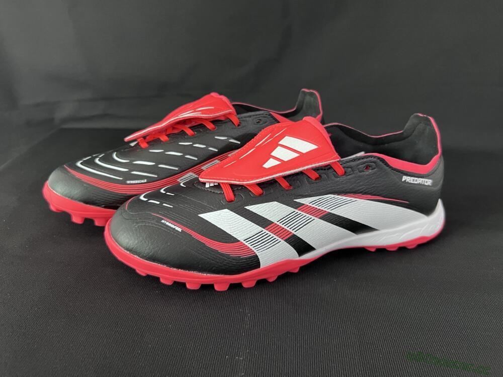Unisex Adidas Predator Elite Foldover Tongue TF Artificial Turf Low-Tops Football Shoes - Black/White/Red