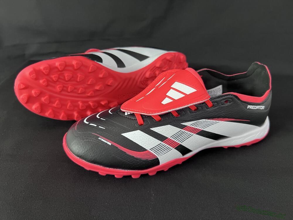 Unisex Adidas Predator Elite Foldover Tongue TF Artificial Turf Low-Tops Football Shoes - Black/White/Red