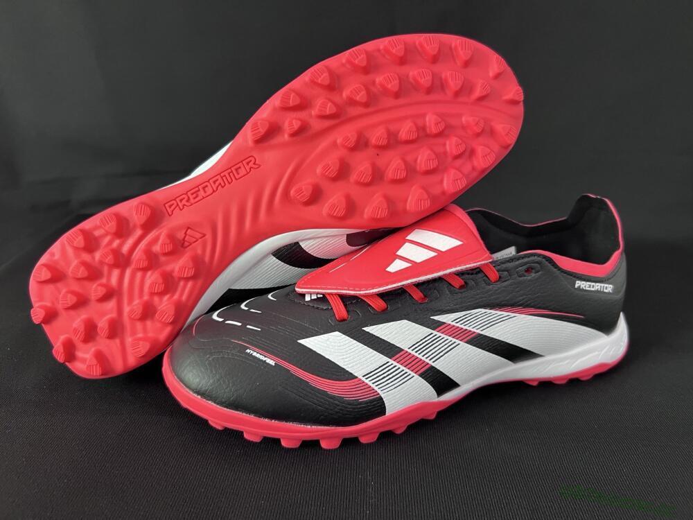 Unisex Adidas Predator Elite Foldover Tongue TF Artificial Turf Low-Tops Football Shoes - Black/White/Red