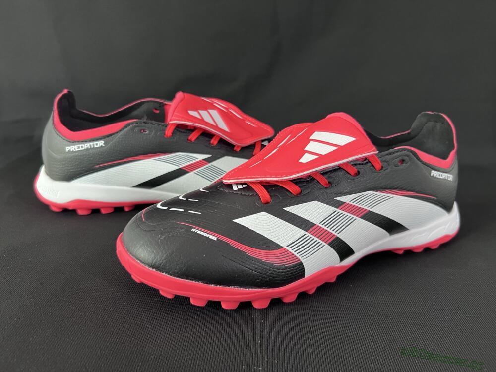 Unisex Adidas Predator Elite Foldover Tongue TF Artificial Turf Low-Tops Football Shoes - Black/White/Red