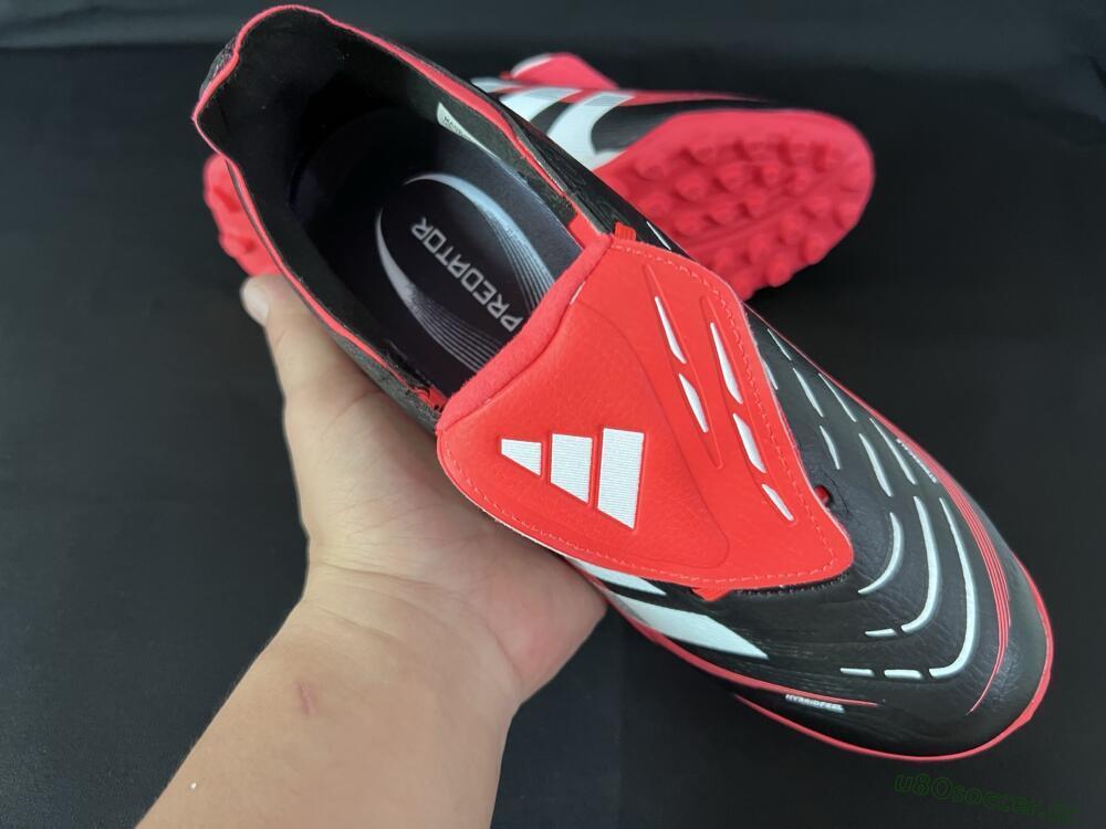 Unisex Adidas Predator Elite Foldover Tongue TF Artificial Turf Low-Tops Football Shoes - Black/White/Red