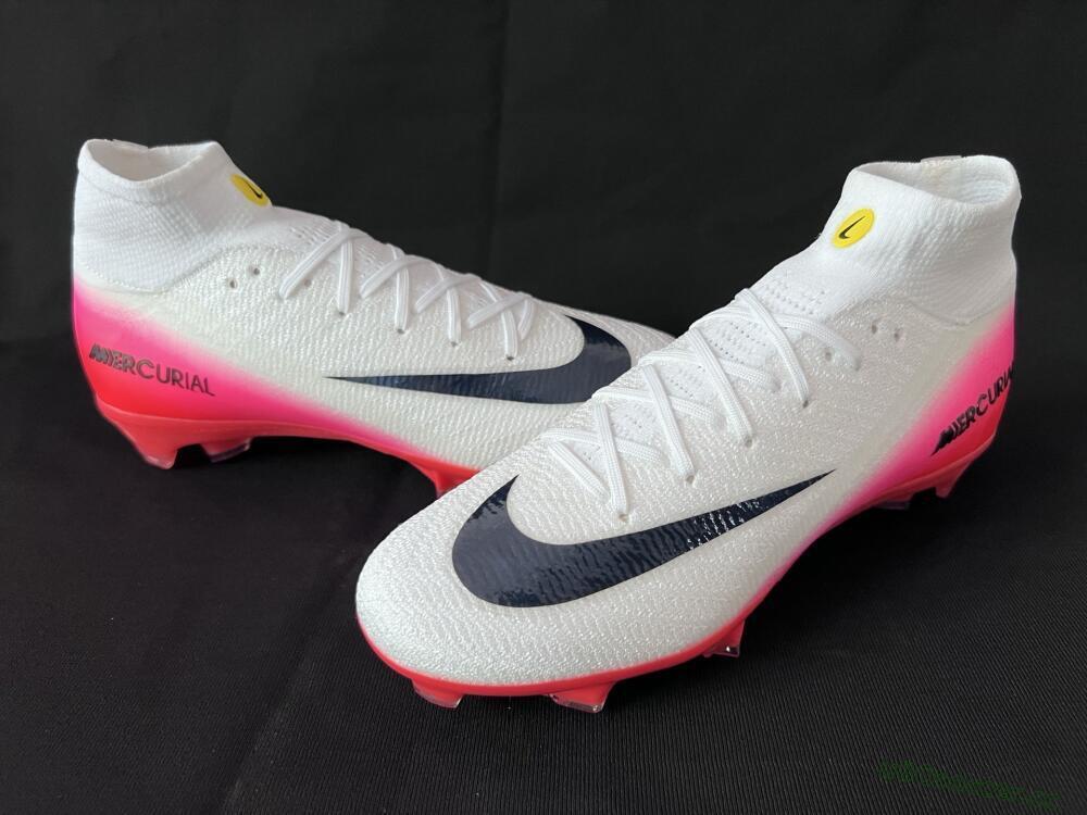 Unisex Nike Air Zoom Mercurial Superfly 10 Elite FG Firm Ground High-Tops Football Boots - White/Black/Pink