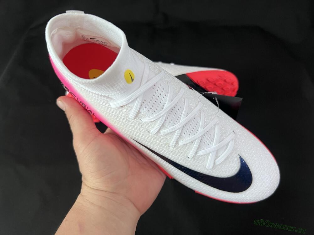 Unisex Nike Air Zoom Mercurial Superfly 10 Elite TF Artificial Turf High-Tops Football Shoes - White/Black/Pink