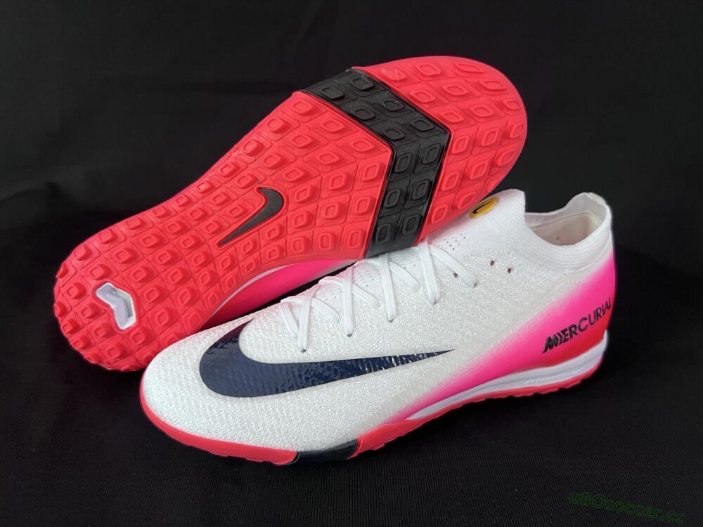 Unisex Nike Air Zoom Mercurial Vapor 16 Elite TF Artificial Turf Low-Tops Football Shoes - White/Black/Pink