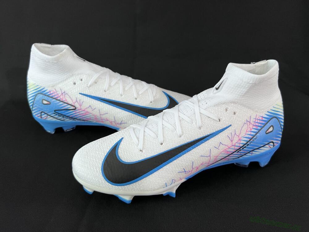 Unisex Nike Air Zoom Mercurial Superfly 10 Elite FG Firm Ground High-Tops Football Boots - White/Blue/Black