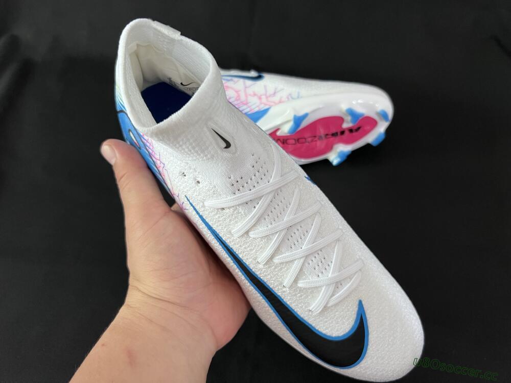 Unisex Nike Air Zoom Mercurial Superfly 10 Elite FG Firm Ground High-Tops Football Boots - White/Blue/Black