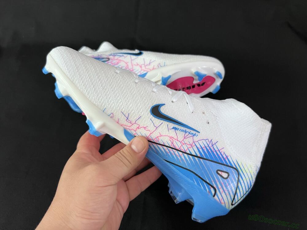 Unisex Nike Air Zoom Mercurial Superfly 10 Elite FG Firm Ground High-Tops Football Boots - White/Blue/Black