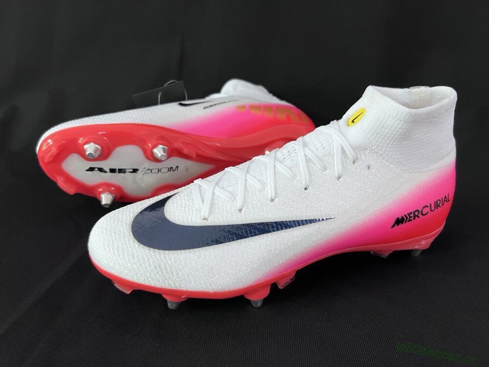 Men's Nike Air Zoom Mercurial Superfly 10 Elite SG Soft Ground High-Tops Football Boots - White/Black/Red