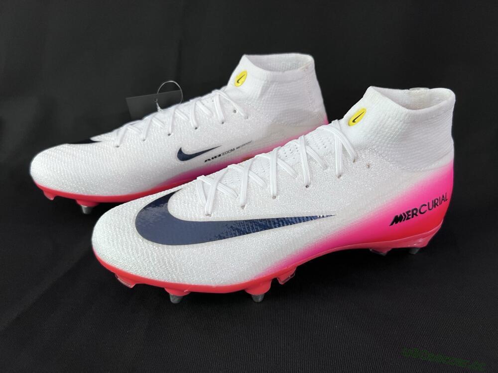 Men's Nike Air Zoom Mercurial Superfly 10 Elite SG Soft Ground High-Tops Football Boots - White/Black/Red