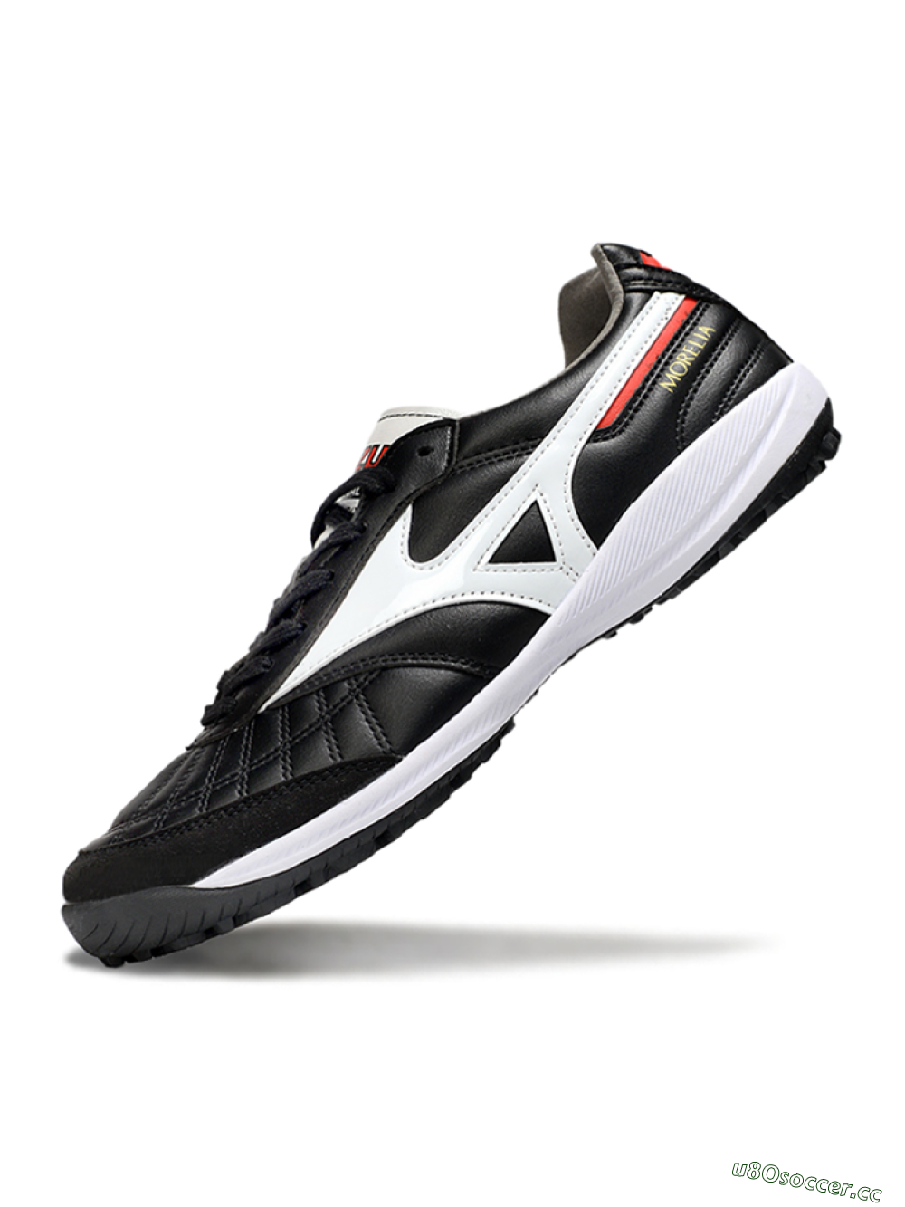 Men's Mizuno Morelia Neo 4 TF Artificial Turf Low-Tops Football Shoes - Black/White/Red 5