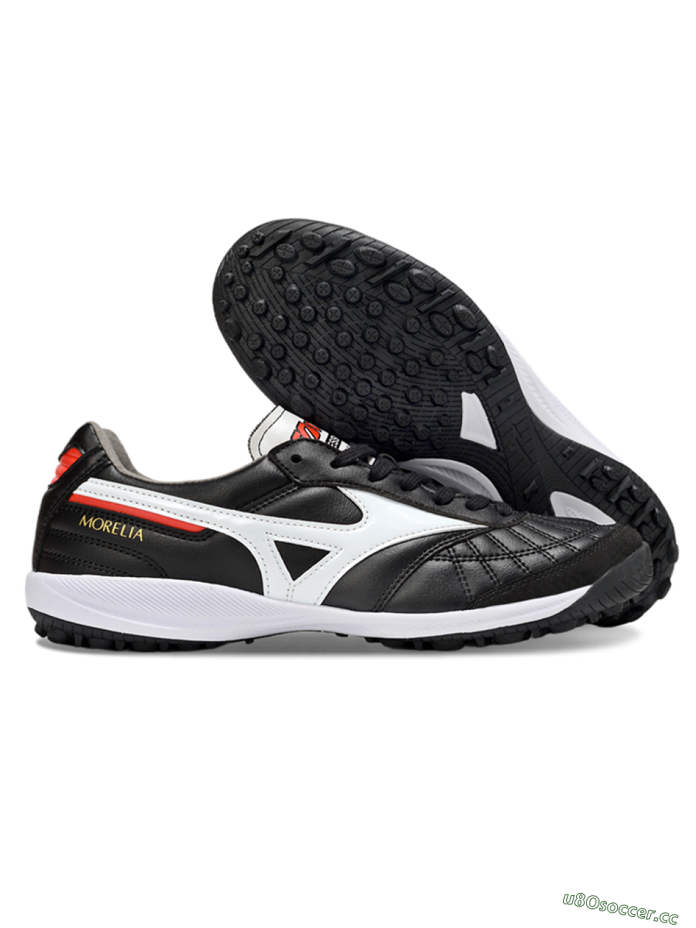 Men's Mizuno Morelia Neo 4 TF Artificial Turf Low-Tops Football Shoes - Black/White/Red 2