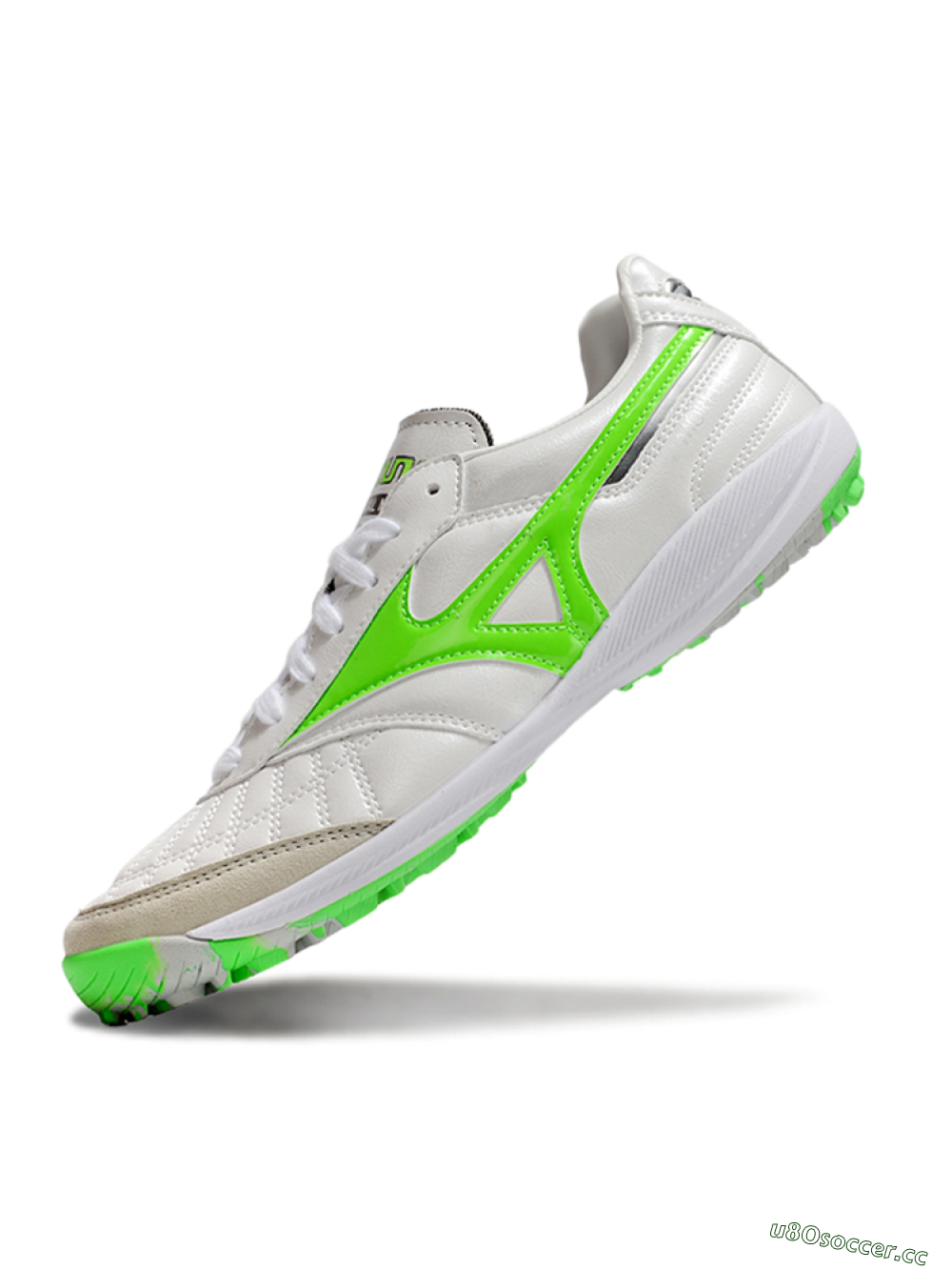 Men's Mizuno Morelia Neo 4 TF Artificial Turf Low-Tops Football Shoes - White/Yellow/Grey 5