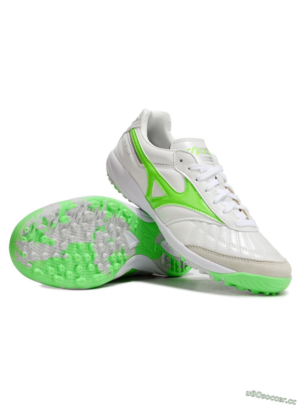 Men's Mizuno Morelia Neo 4 TF Artificial Turf Low-Tops Football Shoes - White/Yellow/Grey 3