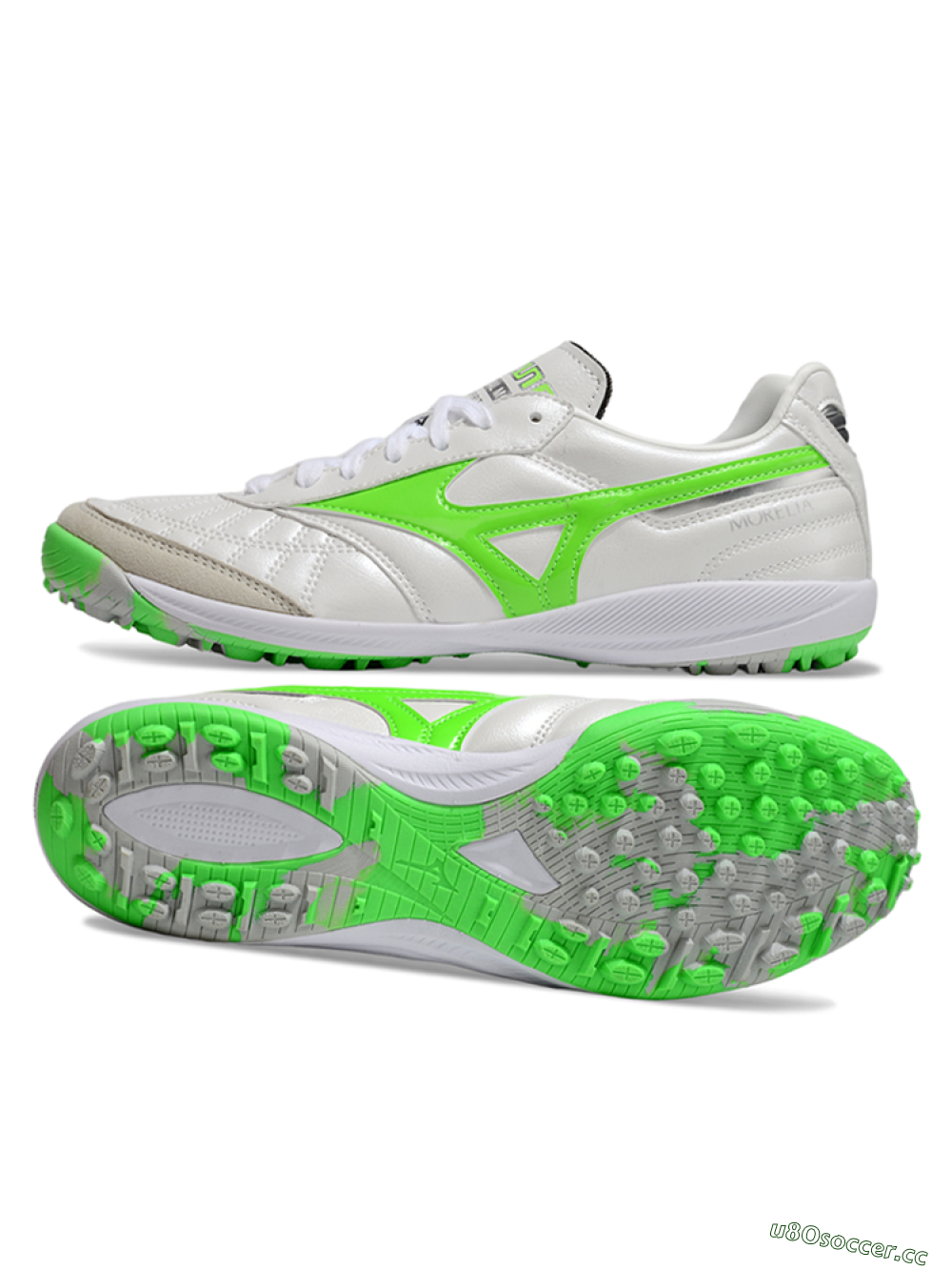 Men's Mizuno Morelia Neo 4 TF Artificial Turf Low-Tops Football Shoes - White/Yellow/Grey 1