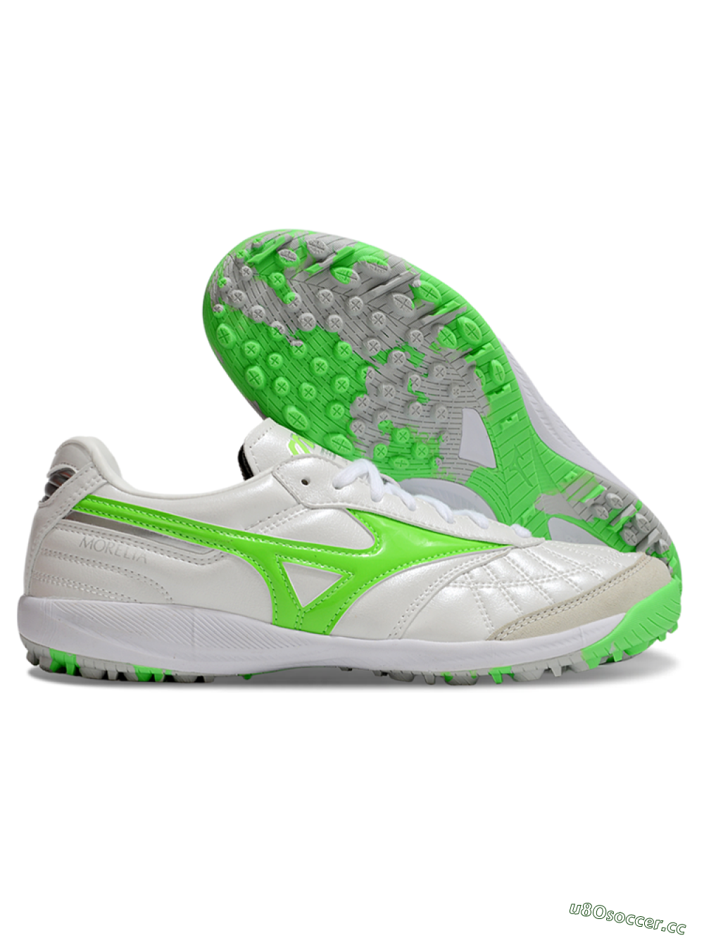 Men's Mizuno Morelia Neo 4 TF Artificial Turf Low-Tops Football Shoes - White/Yellow/Grey 2
