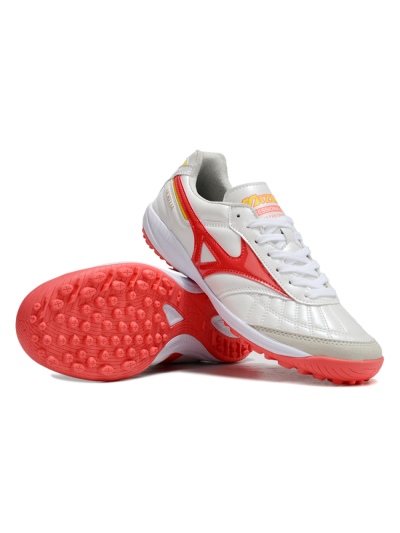Men's Mizuno Morelia Neo 4 TF Artificial Turf Low-Tops Football Shoes - White/Red/Yellow