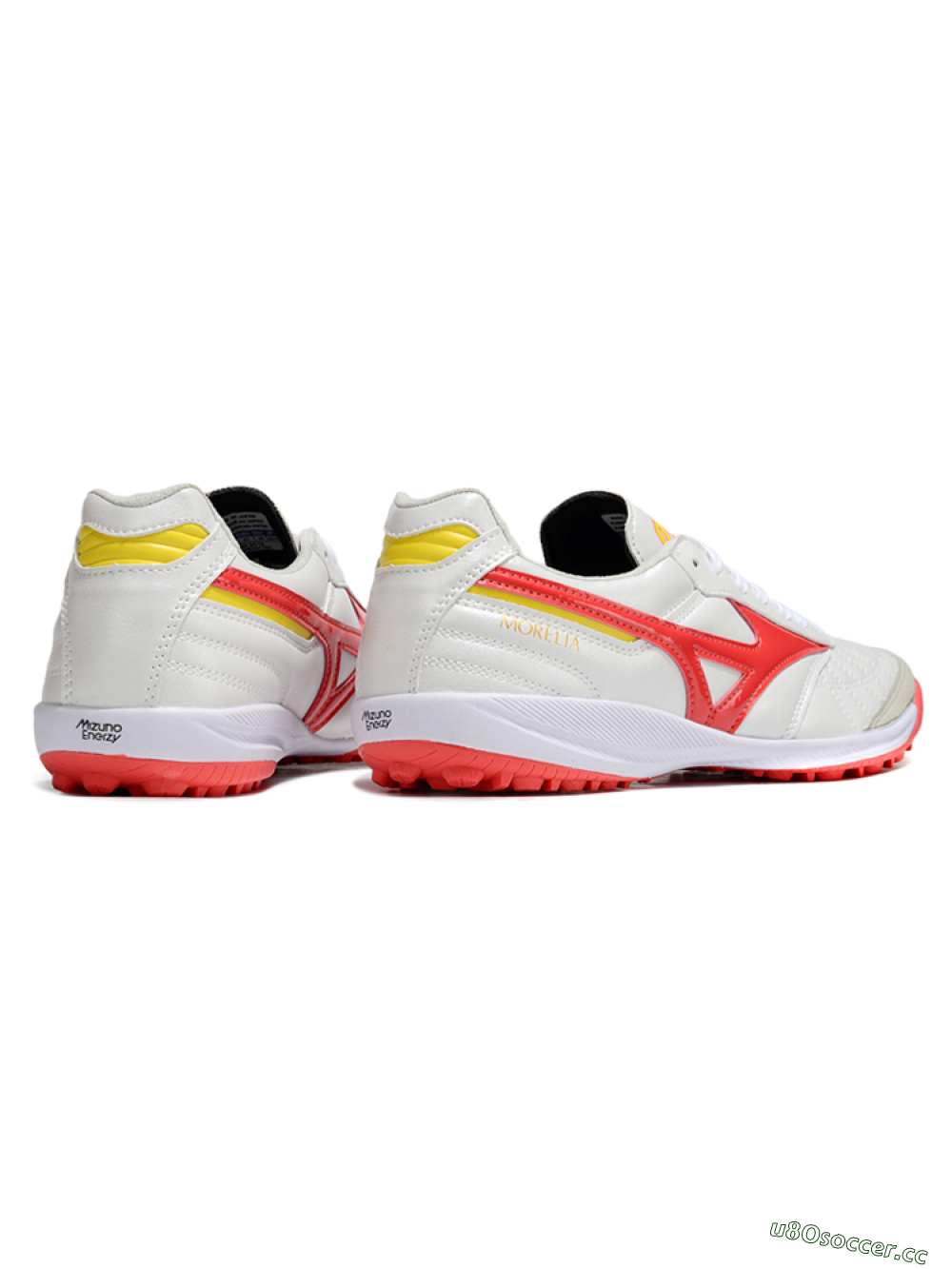 Men's Mizuno Morelia Neo 4 TF Artificial Turf Low-Tops Football Shoes - White/Red/Yellow 6