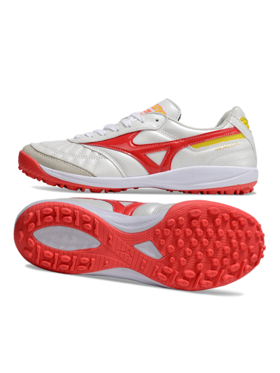 Men's Mizuno Morelia Neo 4 TF Artificial Turf Low-Tops Football Shoes - White/Red/Yellow