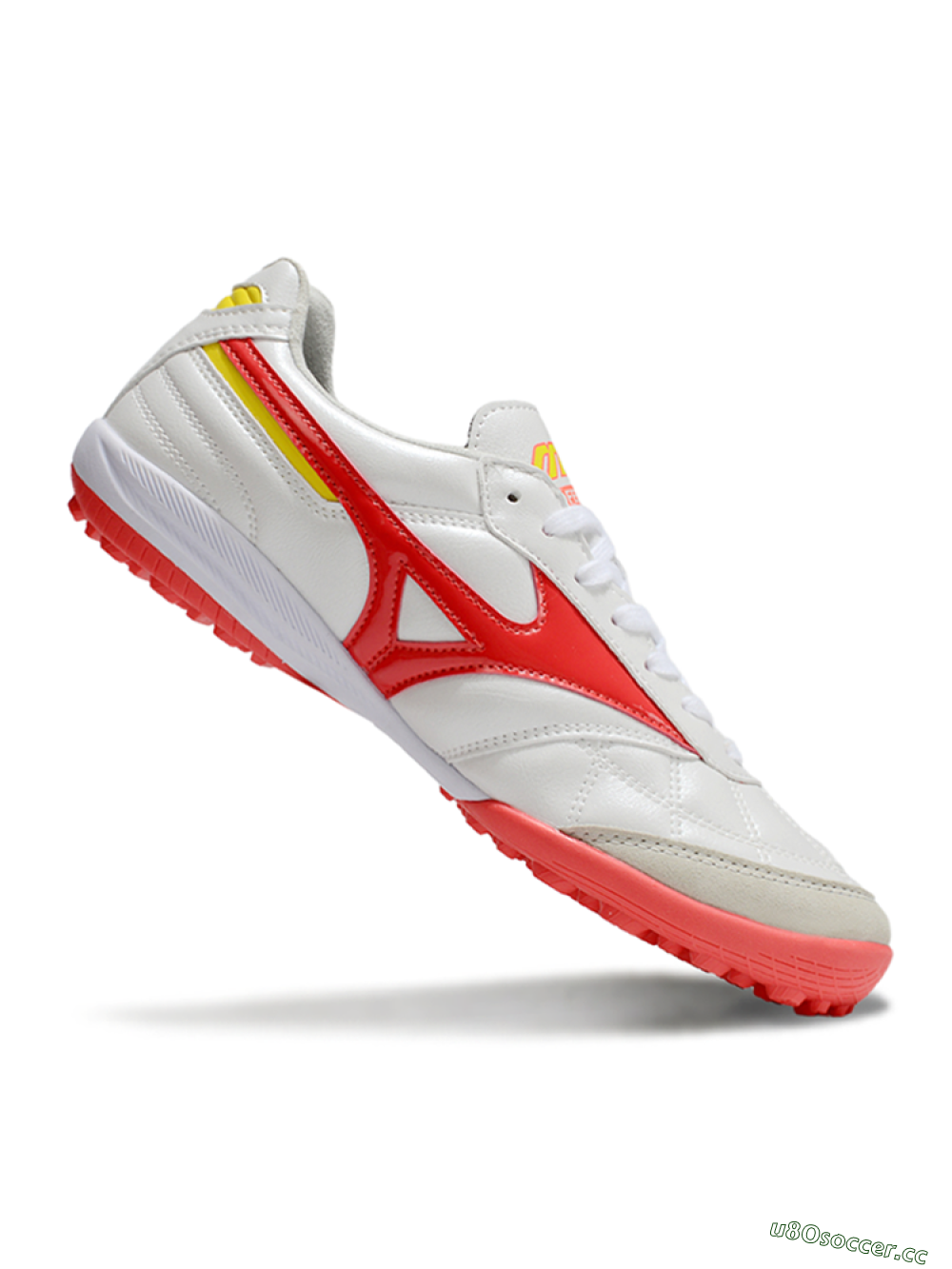 Men's Mizuno Morelia Neo 4 TF Artificial Turf Low-Tops Football Shoes - White/Red/Yellow 4