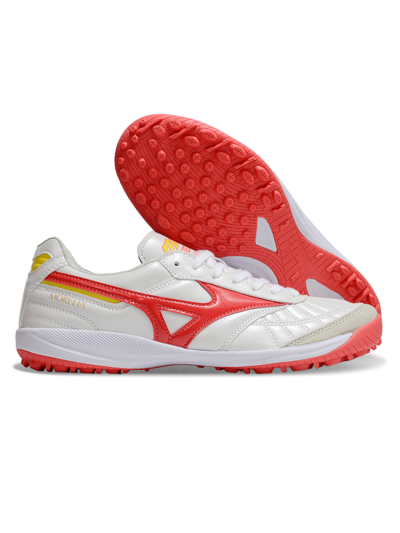 Men's Mizuno Morelia Neo 4 TF Artificial Turf Low-Tops Football Shoes - White/Red/Yellow