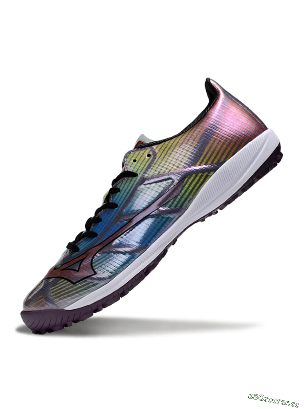 Men's Mizuno Morelia Alpha Beta TF Artificial Turf Low-Tops Football Shoes - Red/Yellow/Blue 5