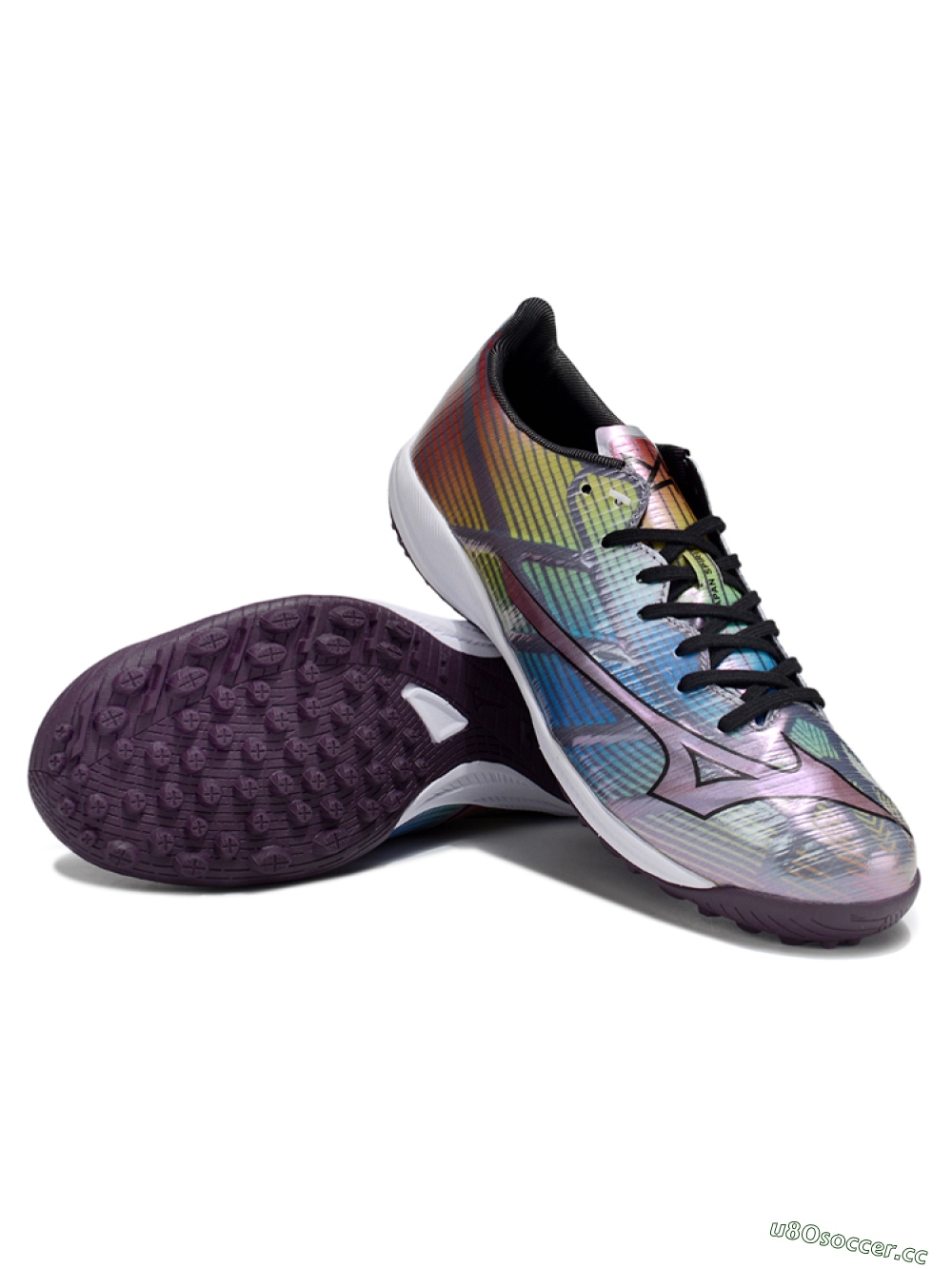 Men's Mizuno Morelia Alpha Beta TF Artificial Turf Low-Tops Football Shoes - Red/Yellow/Blue 3