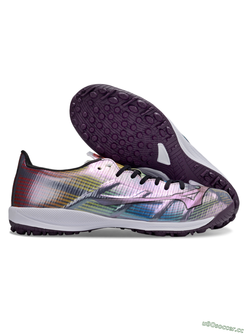 Men's Mizuno Morelia Alpha Beta TF Artificial Turf Low-Tops Football Shoes - Red/Yellow/Blue 2