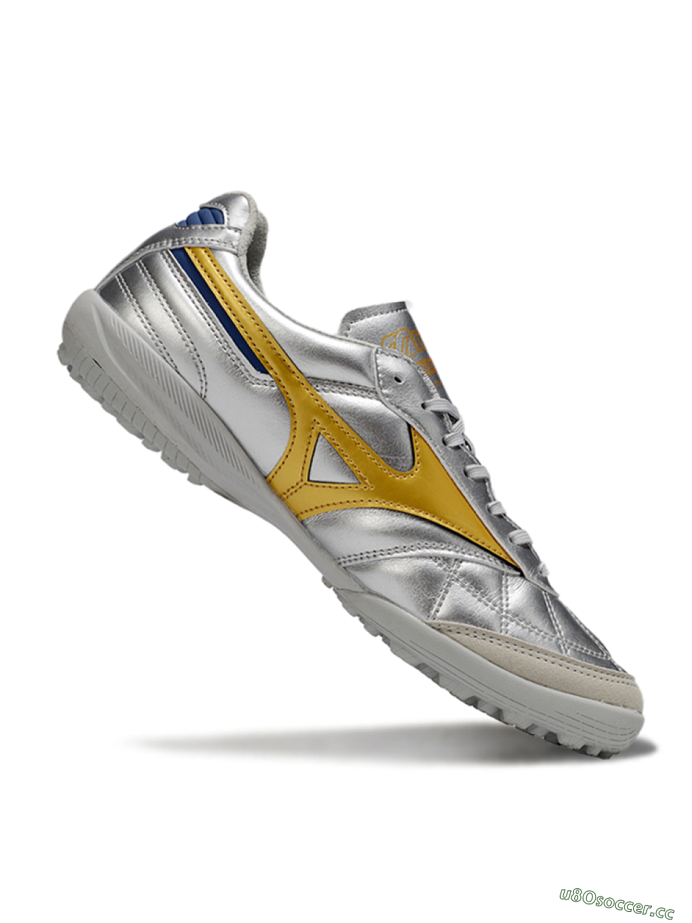 Men's Mizuno Morelia Neo 4 TF Artificial Turf Low-Tops Football Shoes - Silver/Grey/Gold 4