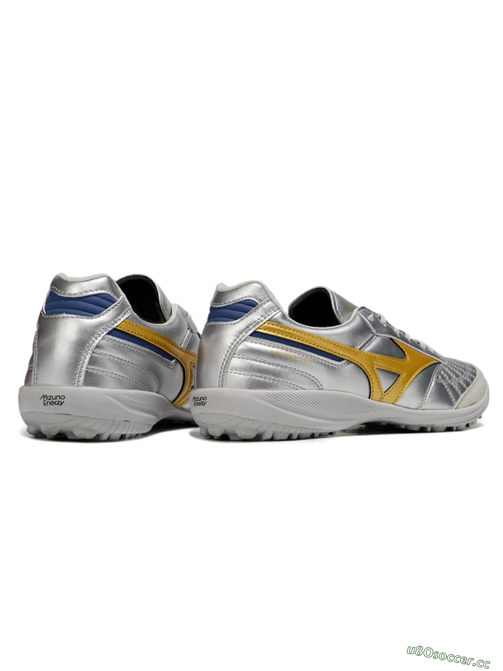 Men's Mizuno Morelia Neo 4 TF Artificial Turf Low-Tops Football Shoes - Silver/Grey/Gold 6
