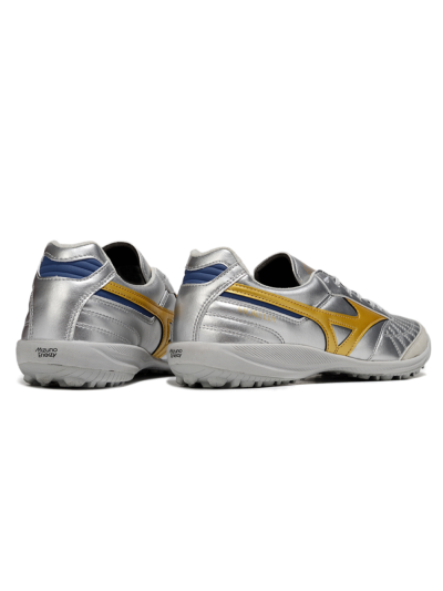 Men's Mizuno Morelia Neo 4 TF Artificial Turf Low-Tops Football Shoes - Silver/Grey/Gold
