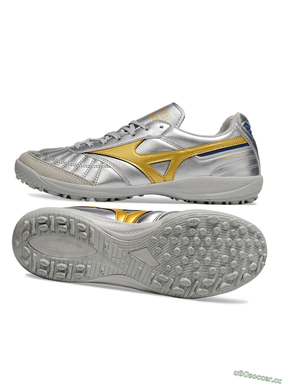 Men's Mizuno Morelia Neo 4 TF Artificial Turf Low-Tops Football Shoes - Silver/Grey/Gold 1