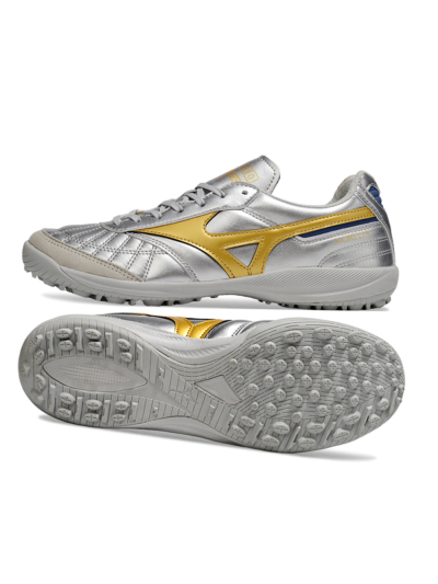 Men's Mizuno Morelia Neo 4 TF Artificial Turf Low-Tops Football Shoes - Silver/Grey/Gold