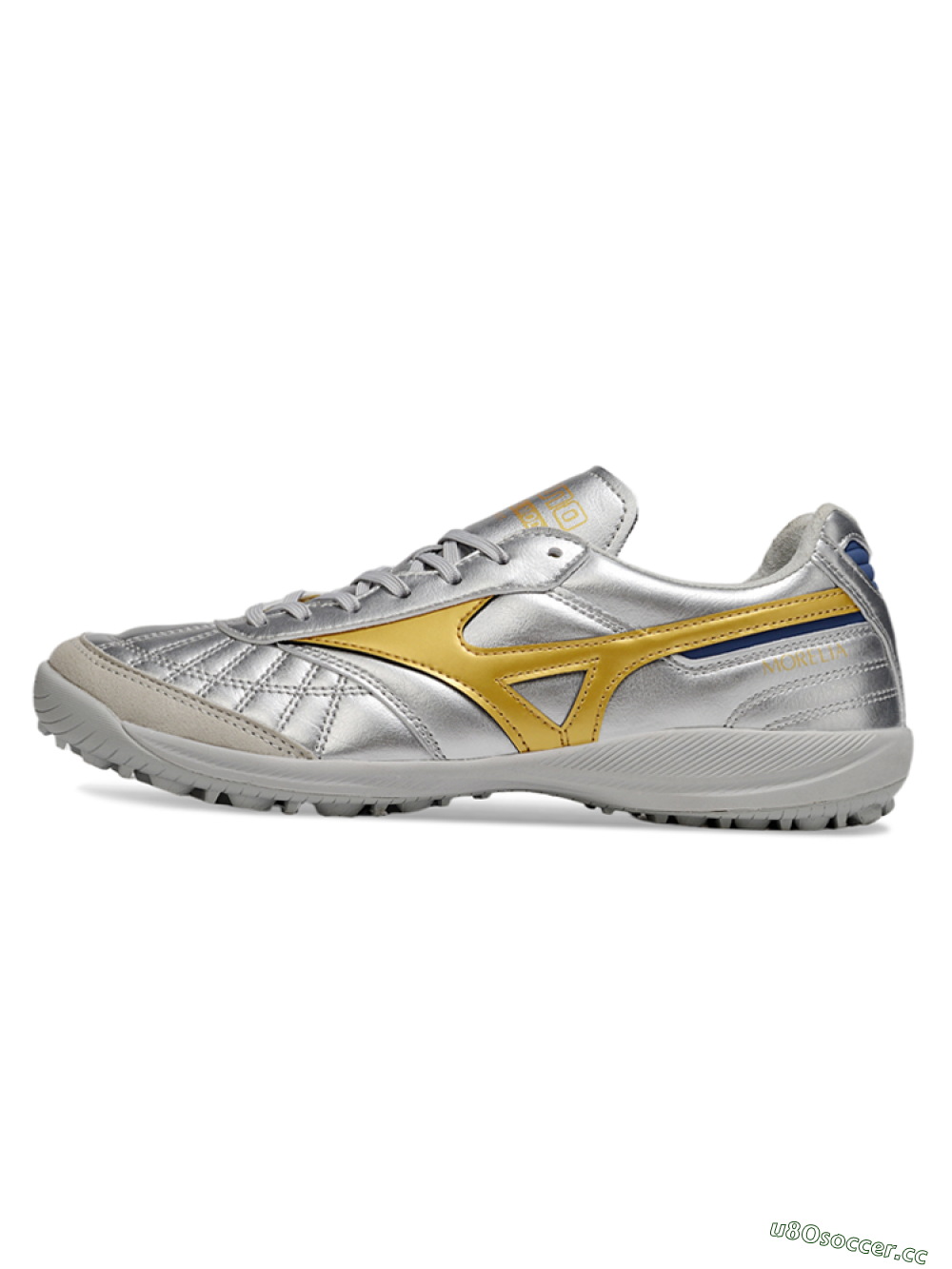 Men's Mizuno Morelia Neo 4 TF Artificial Turf Low-Tops Football Shoes - Silver/Grey/Gold 0