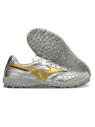 Men's Mizuno Morelia Neo 4 TF Artificial Turf Low-Tops Football Shoes - Silver/Grey/Gold
