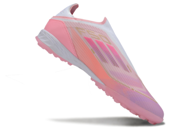 Unisex Adidas F50 Elite Laceless TF Artificial Turf Low-Tops Football Shoes - Pink/Purple/Gold