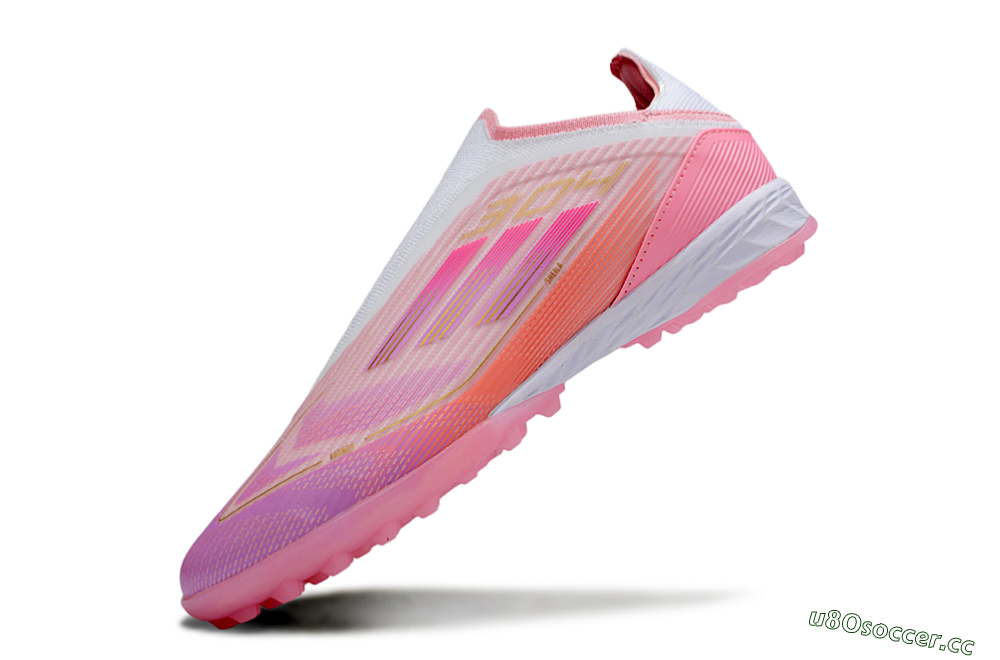 Unisex Adidas F50 Elite Laceless TF Artificial Turf Low-Tops Football Shoes - Pink/Purple/Gold 6