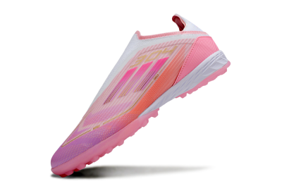 Unisex Adidas F50 Elite Laceless TF Artificial Turf Low-Tops Football Shoes - Pink/Purple/Gold