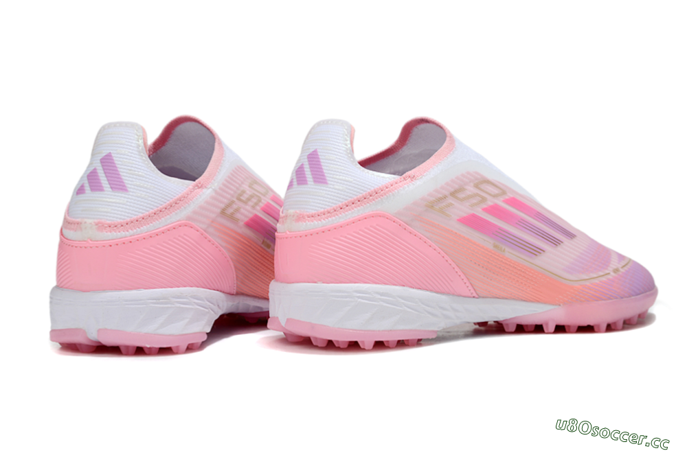 Unisex Adidas F50 Elite Laceless TF Artificial Turf Low-Tops Football Shoes - Pink/Purple/Gold 7