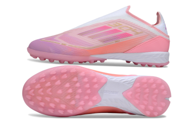 Unisex Adidas F50 Elite Laceless TF Artificial Turf Low-Tops Football Shoes - Pink/Purple/Gold