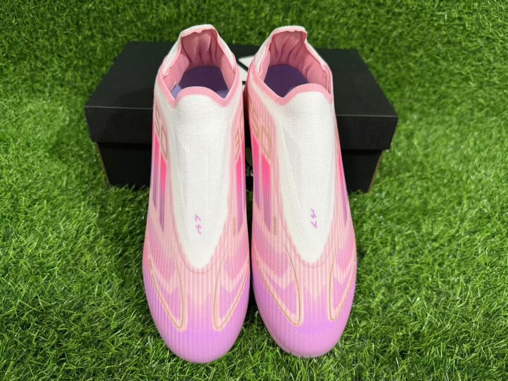 Unisex Adidas F50 Elite Laceless TF Artificial Turf Low-Tops Football Shoes - Pink/Purple/Gold