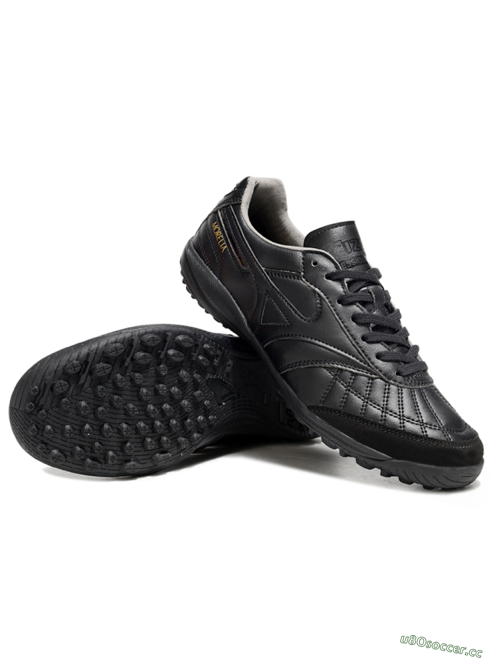 Men's Mizuno Morelia Neo 4 TF Artificial Turf Low-Tops Football Shoes - Black/Gold 3