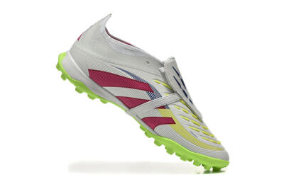 Unisex Adidas Predator 25 Elite Foldover Tongue TF Artificial Turf Low-Tops Football Shoes - Grey/Red/Yellow