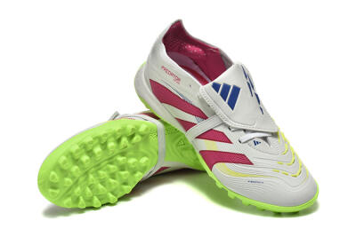 Unisex Adidas Predator 25 Elite Foldover Tongue TF Artificial Turf Low-Tops Football Shoes - Grey/Red/Yellow