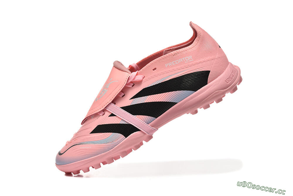 Unisex Adidas Predator 25 Elite Foldover Tongue TF Artificial Turf Low-Tops Football Shoes - Pink/Black/Silver 8