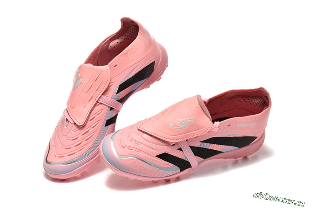 Unisex Adidas Predator 25 Elite Foldover Tongue TF Artificial Turf Low-Tops Football Shoes - Pink/Black/Silver 6