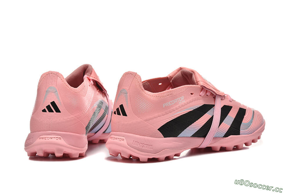 Unisex Adidas Predator 25 Elite Foldover Tongue TF Artificial Turf Low-Tops Football Shoes - Pink/Black/Silver 9