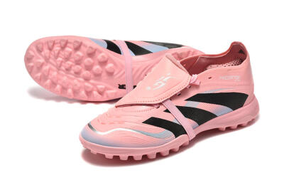 Unisex Adidas Predator 25 Elite Foldover Tongue TF Artificial Turf Low-Tops Football Shoes - Pink/Black/Silver
