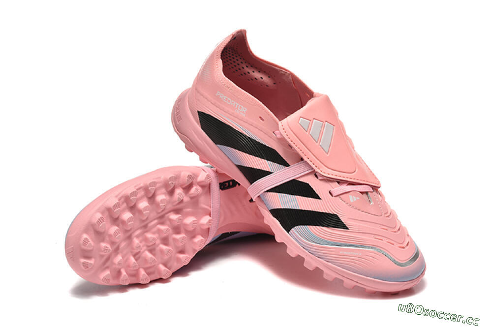 Unisex Adidas Predator 25 Elite Foldover Tongue TF Artificial Turf Low-Tops Football Shoes - Pink/Black/Silver 4