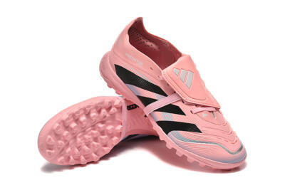 Unisex Adidas Predator 25 Elite Foldover Tongue TF Artificial Turf Low-Tops Football Shoes - Pink/Black/Silver